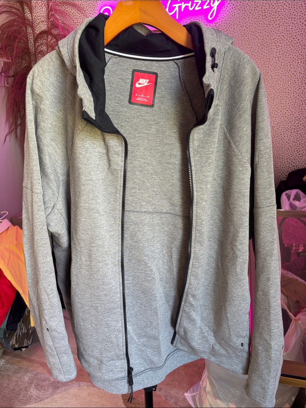 Nike Gray and Black Hooded Zip-Up Jacket